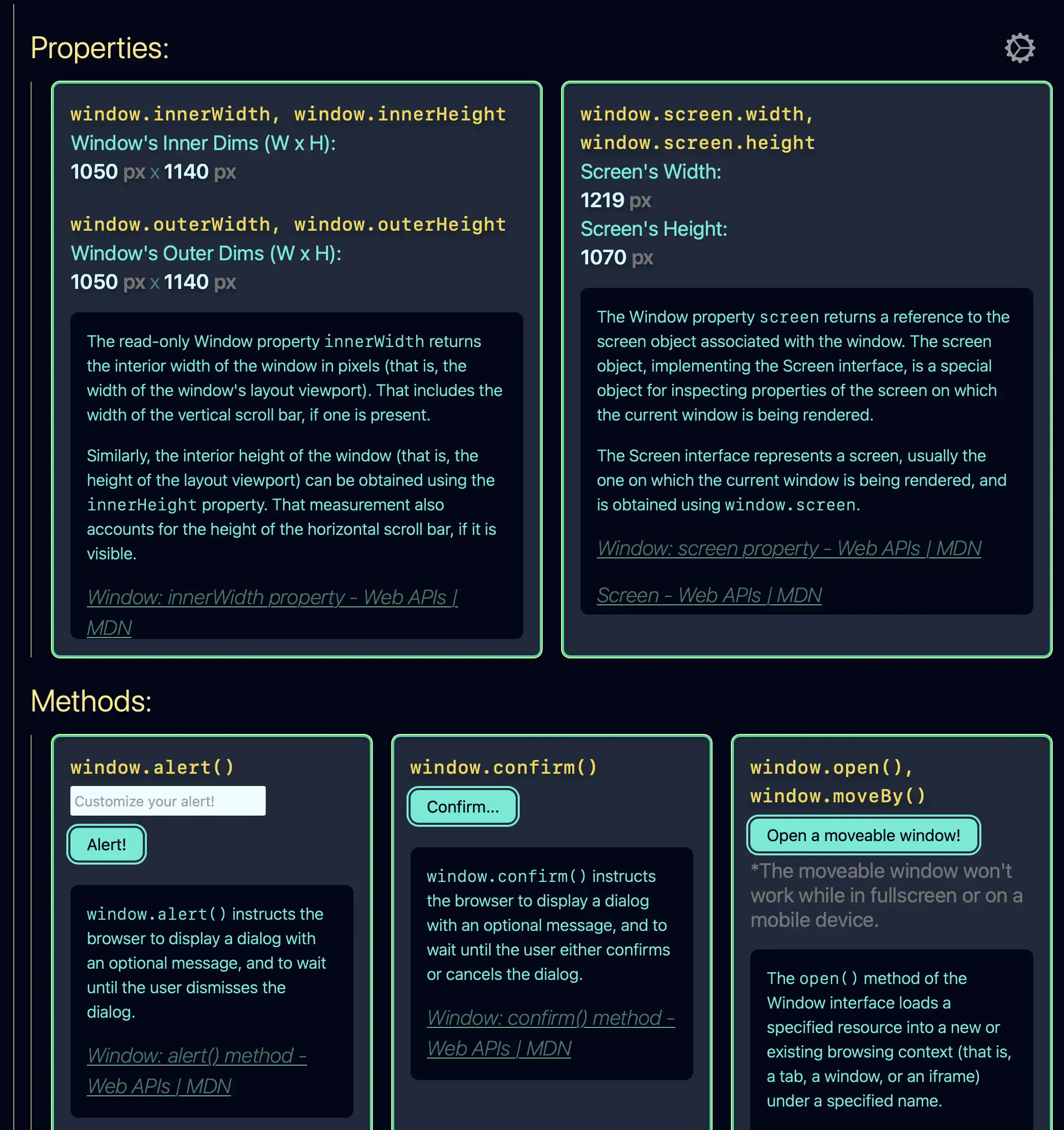 A screenshot showing multiple widgets in the app.